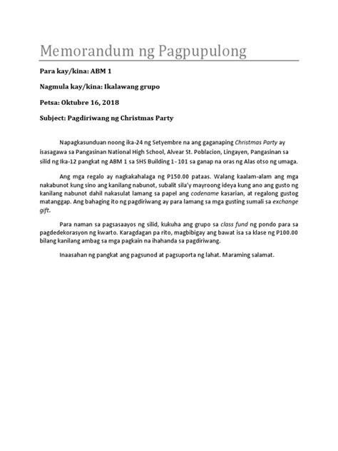 memorandum halimbawa tagalog|Paano Gumawa ng Memorandum I Pagsulat ng Memorandum I .